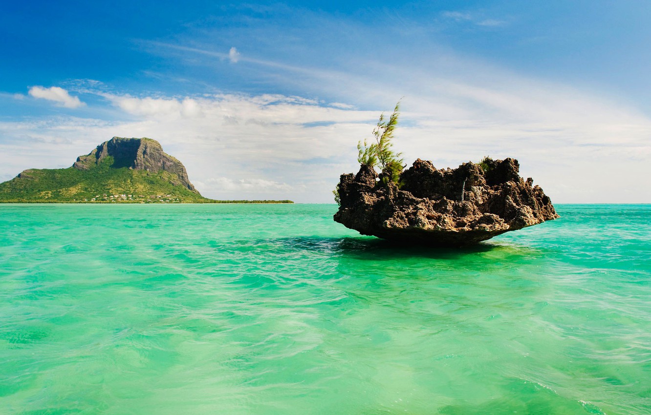 Wallpaper Sea Nature Rock Island Mauritius Le Morne Brabant