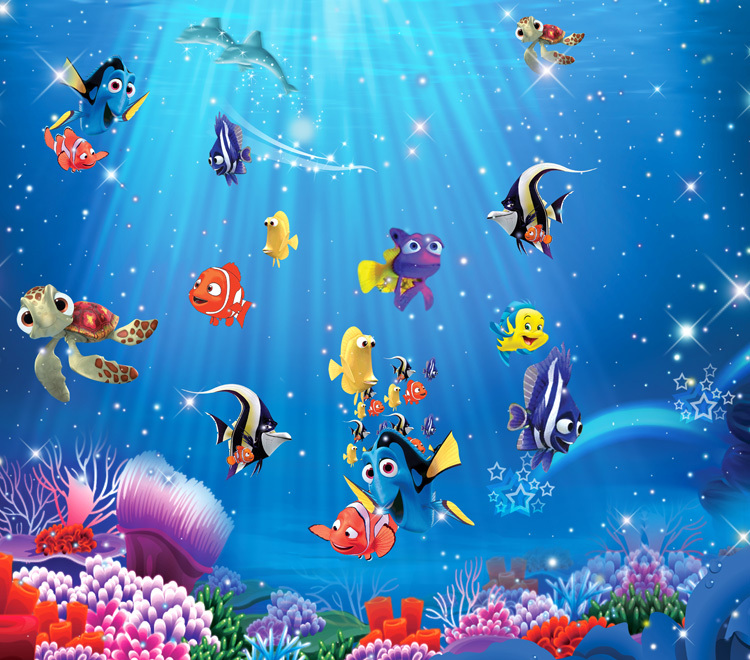 Abstract Mural Wallpaper Tv Background Nemo Cartoon Large