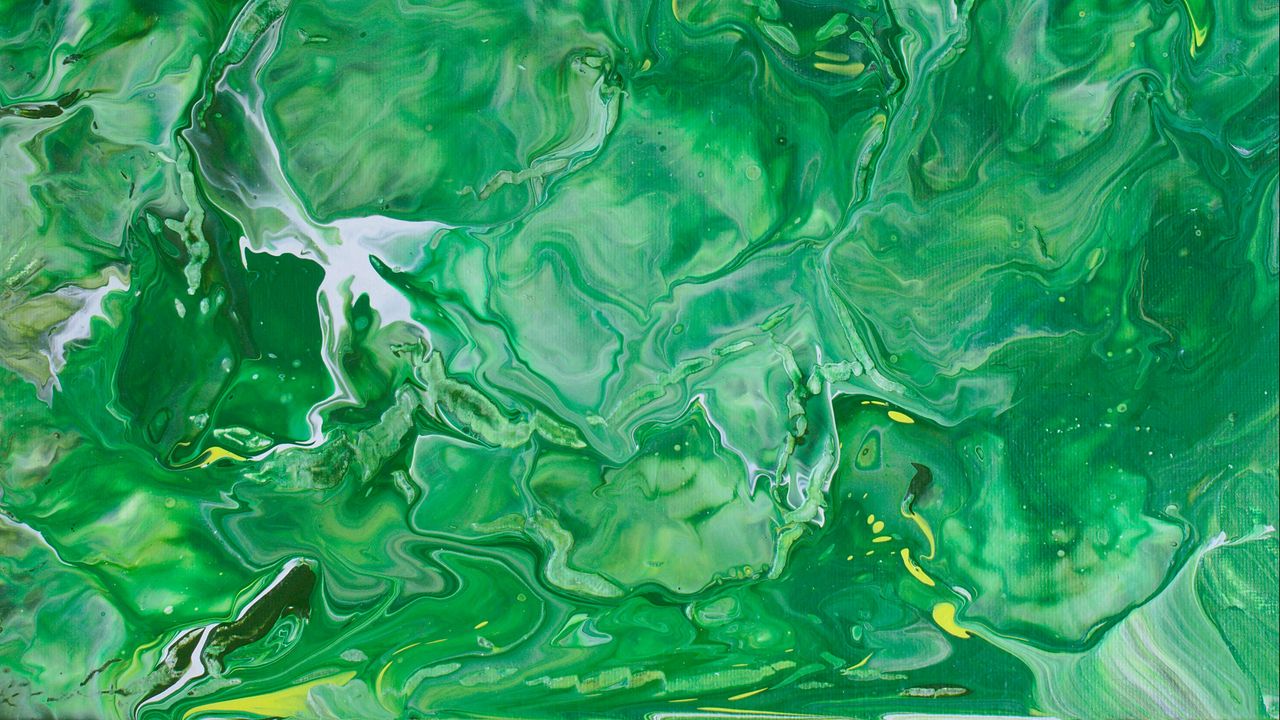 Wallpaper paint liquid stains fluid art green hd picture image 1280x720
