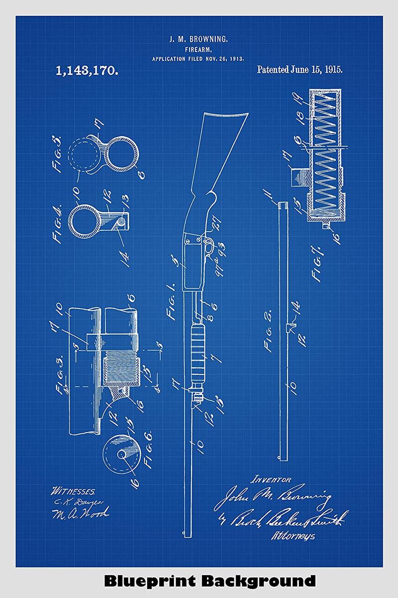 Browning Remington Hunting Shotgun Patent Print Art Poster