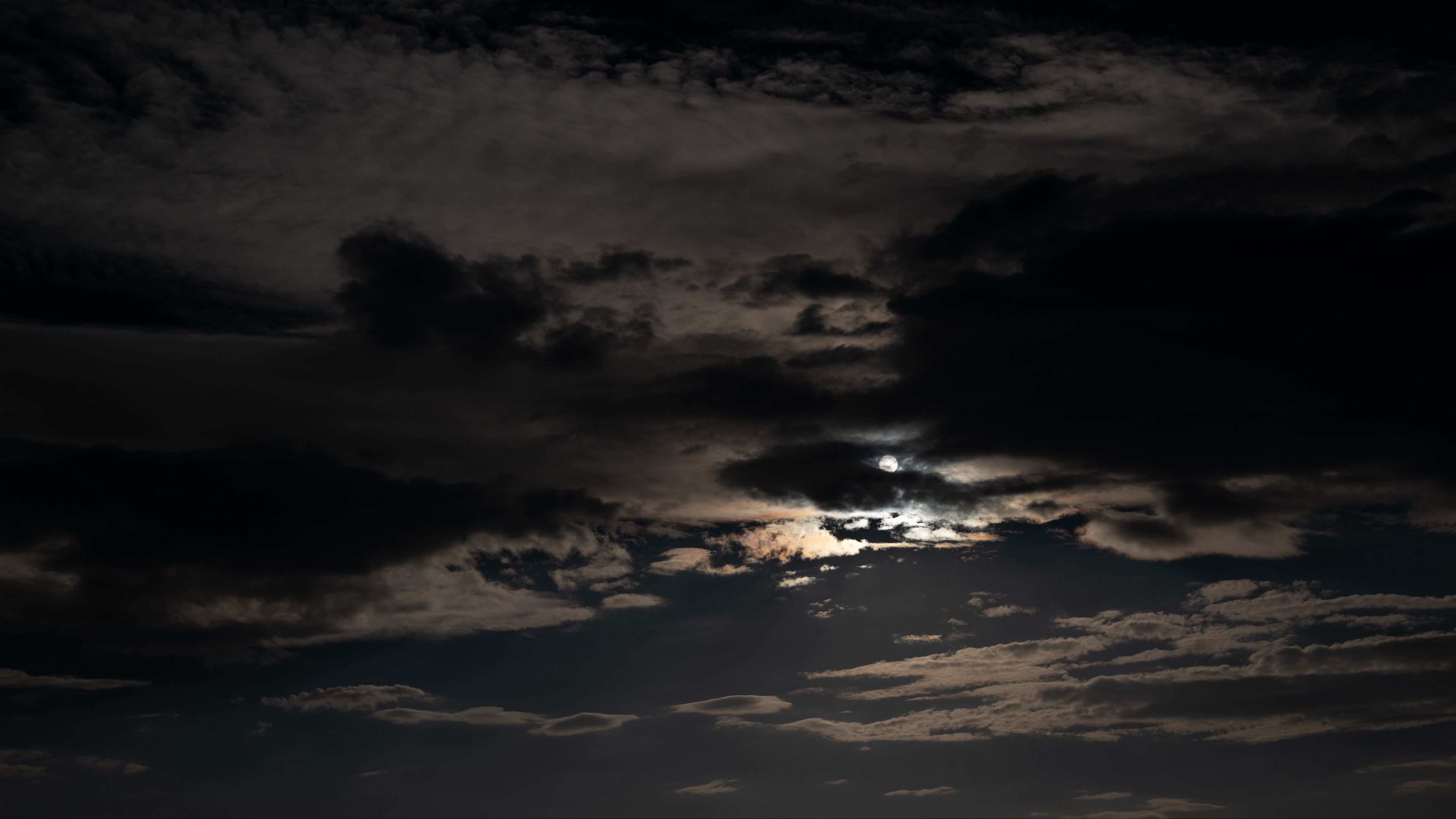 Wallpaper Sky Clouds Night Moon Dark