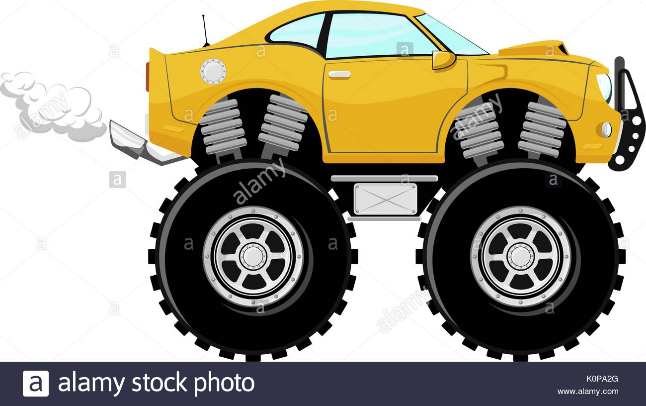 Monster Car Sport Cartoon Isolated On White Background Stock