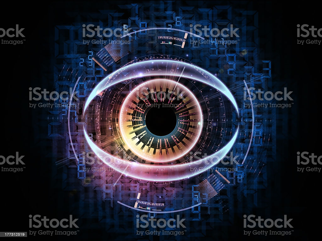 Colorful Digital Eye Surrounded By Numbers Stock Photo