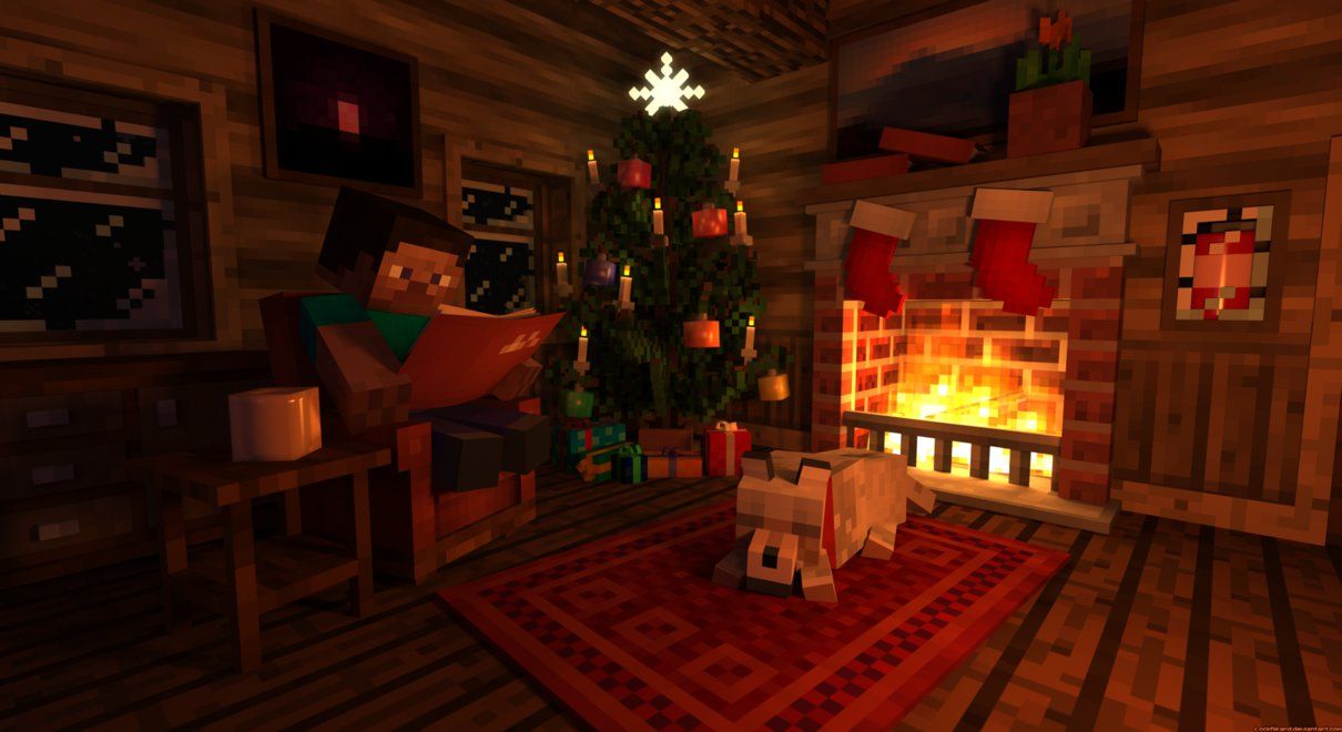 Alexa On Minecraft Wallpaper Cabin Christmas