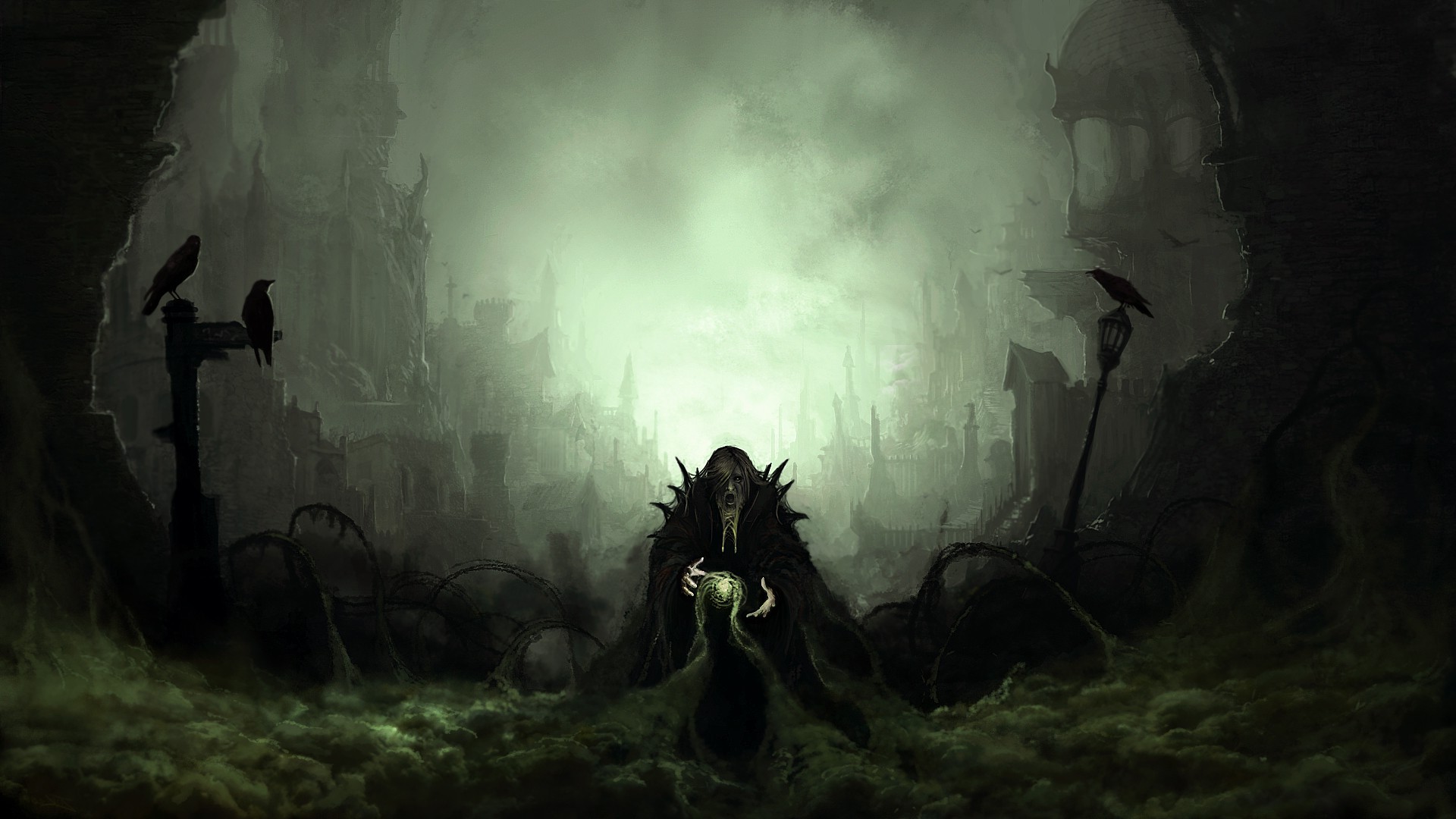 Fantasy Art Spooky Necromancers Wallpaper HD Desktop