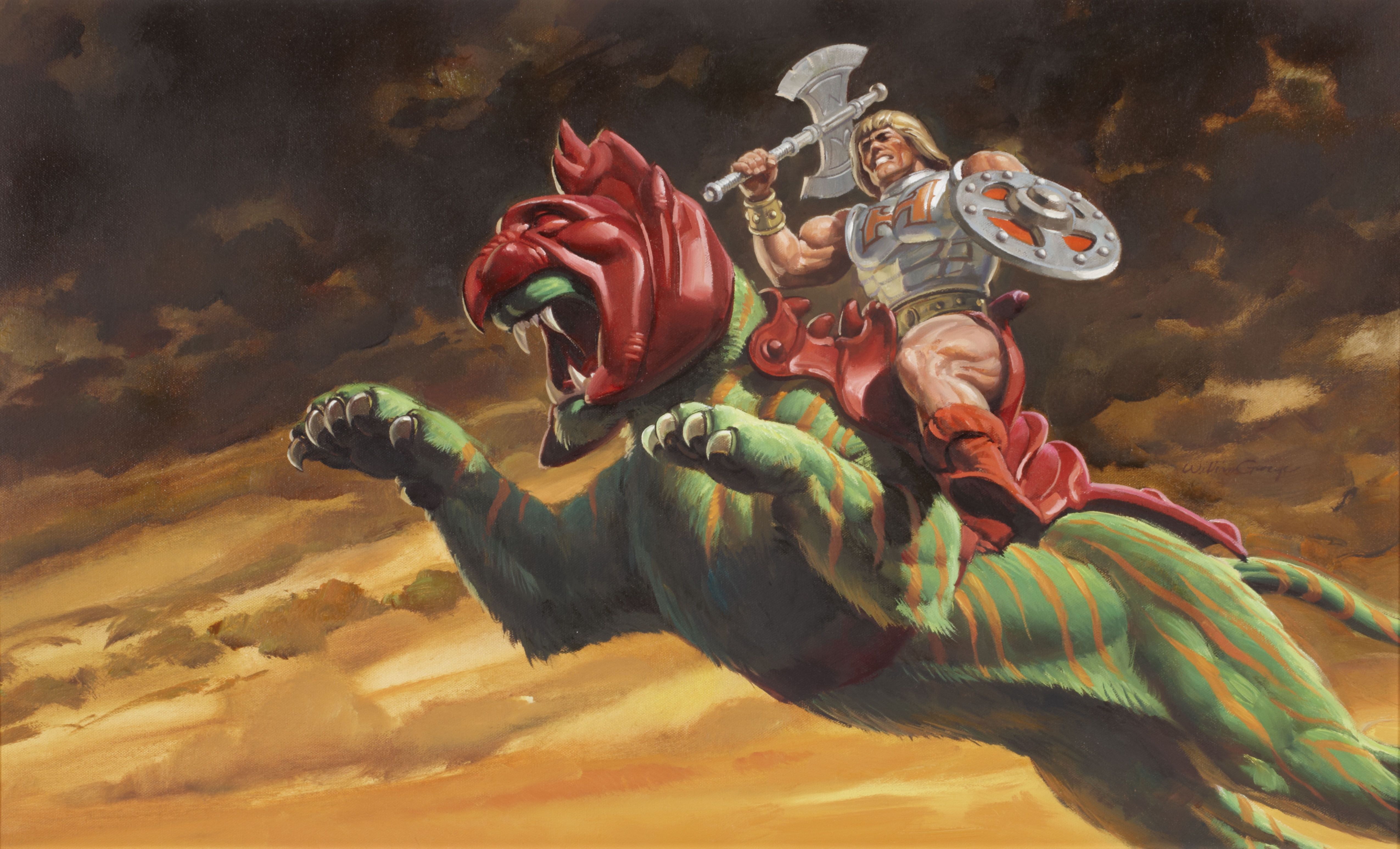 He Man Battle Cat Painting Masters Of The Universe