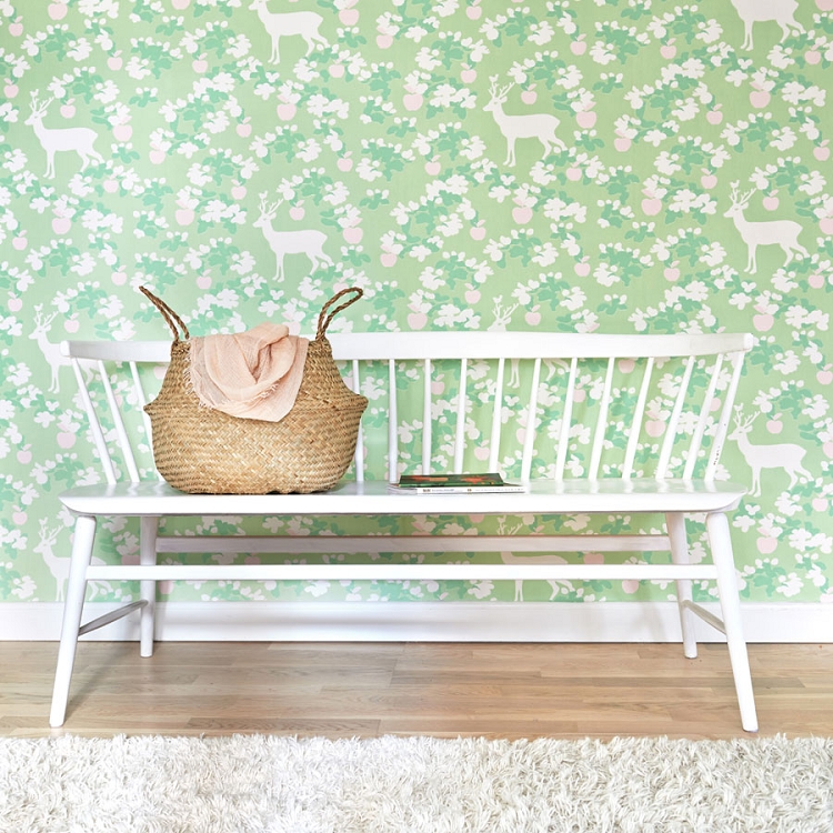 Fabric Wallpaper Majvillan Apple Garden Soft Green