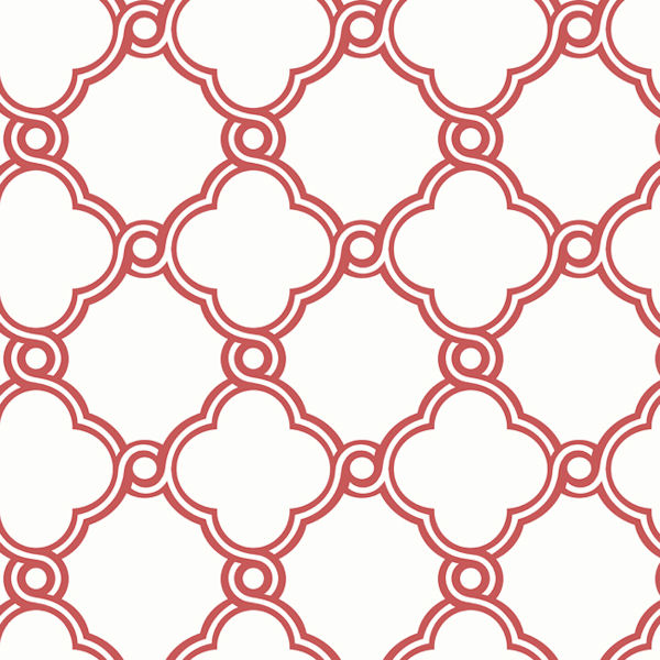 Red White Wallpaper Designs With Open Trellis