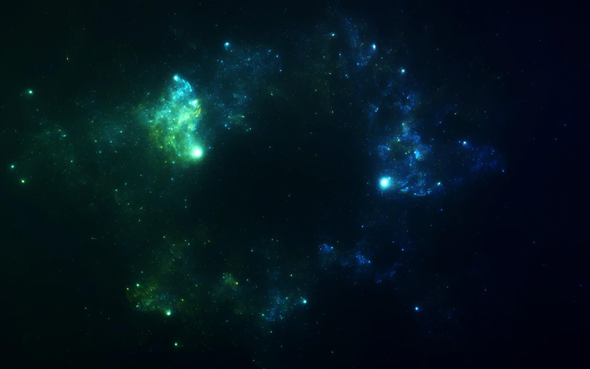 Green Blue Outer Space Stars Digital Art Background Wallpaper