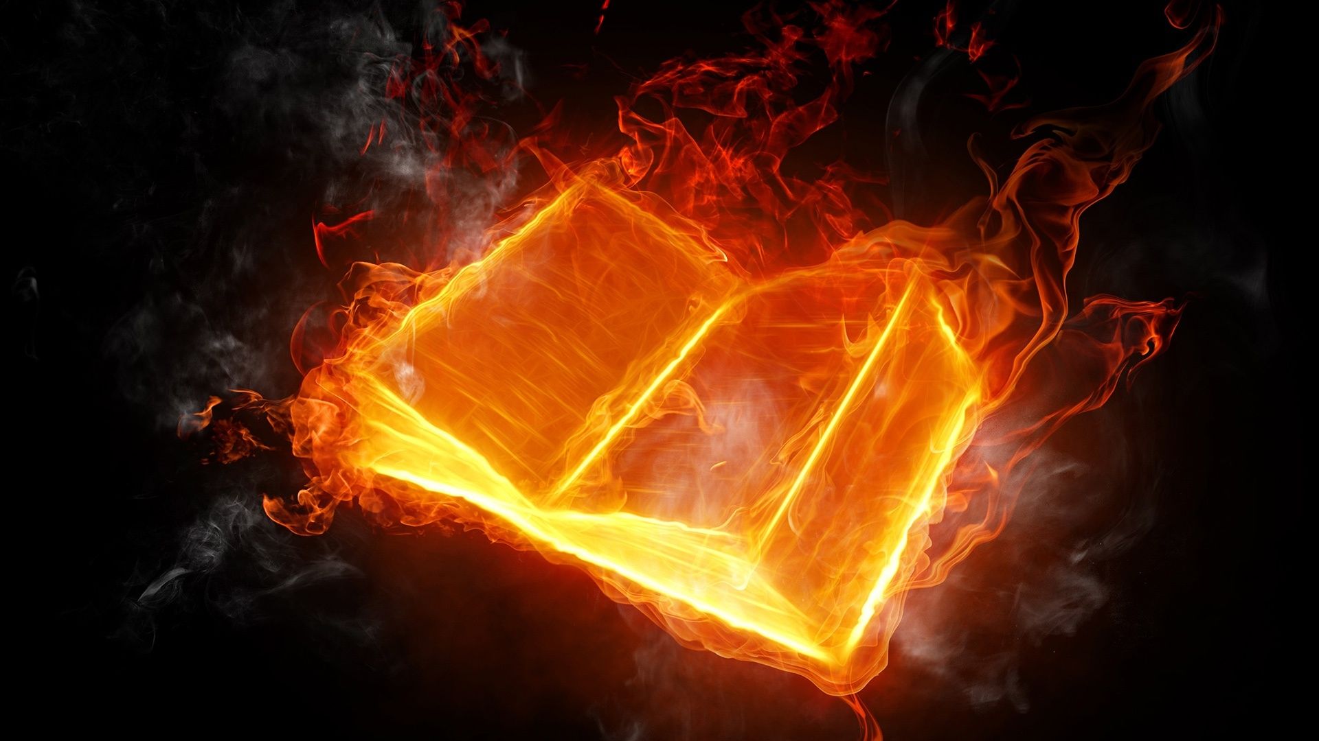 Wallpaper Book Fire Flame Light Background