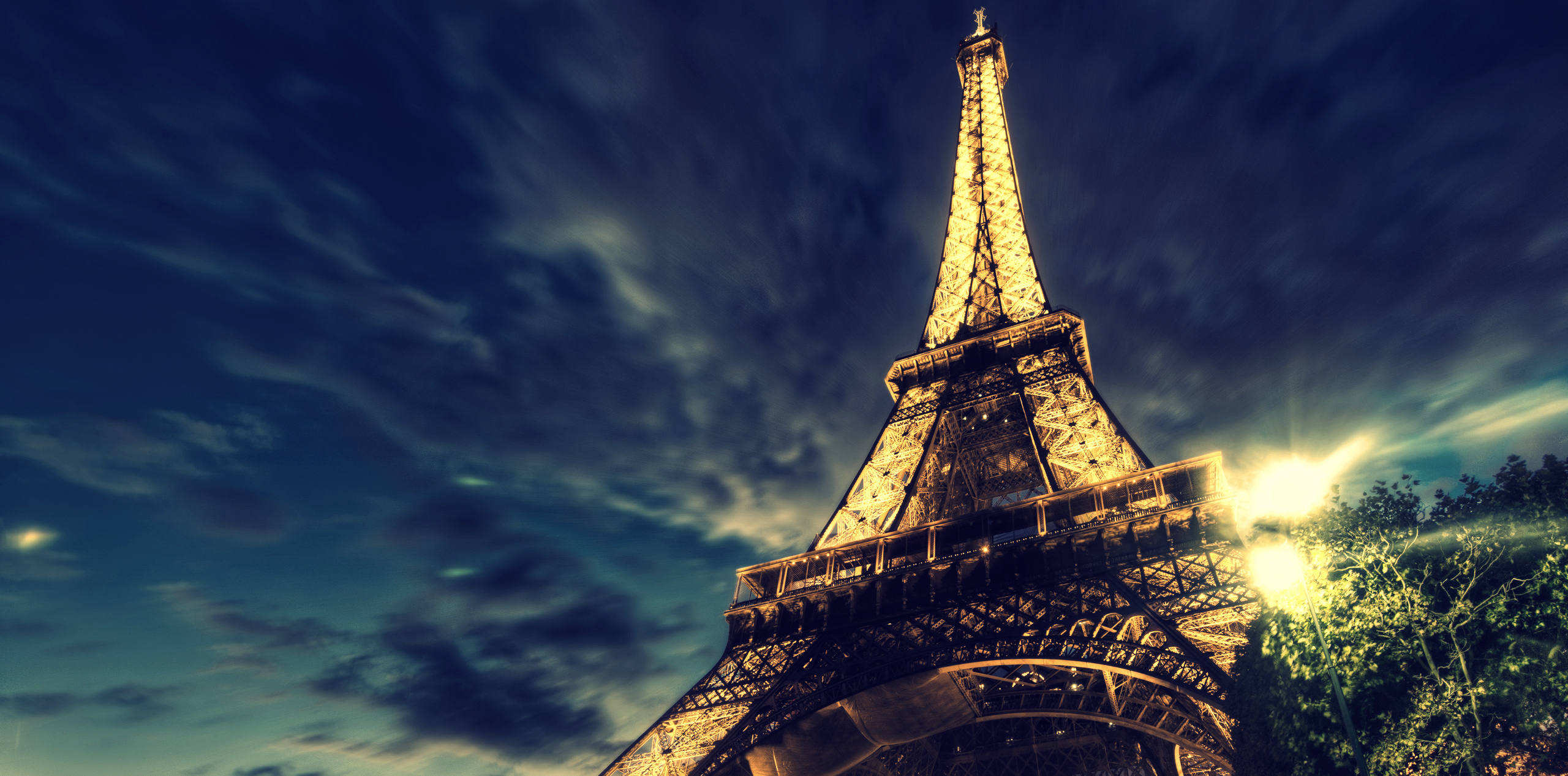 Eiffel Tower On Background Of Blue Night Sky Wallpaper And Image