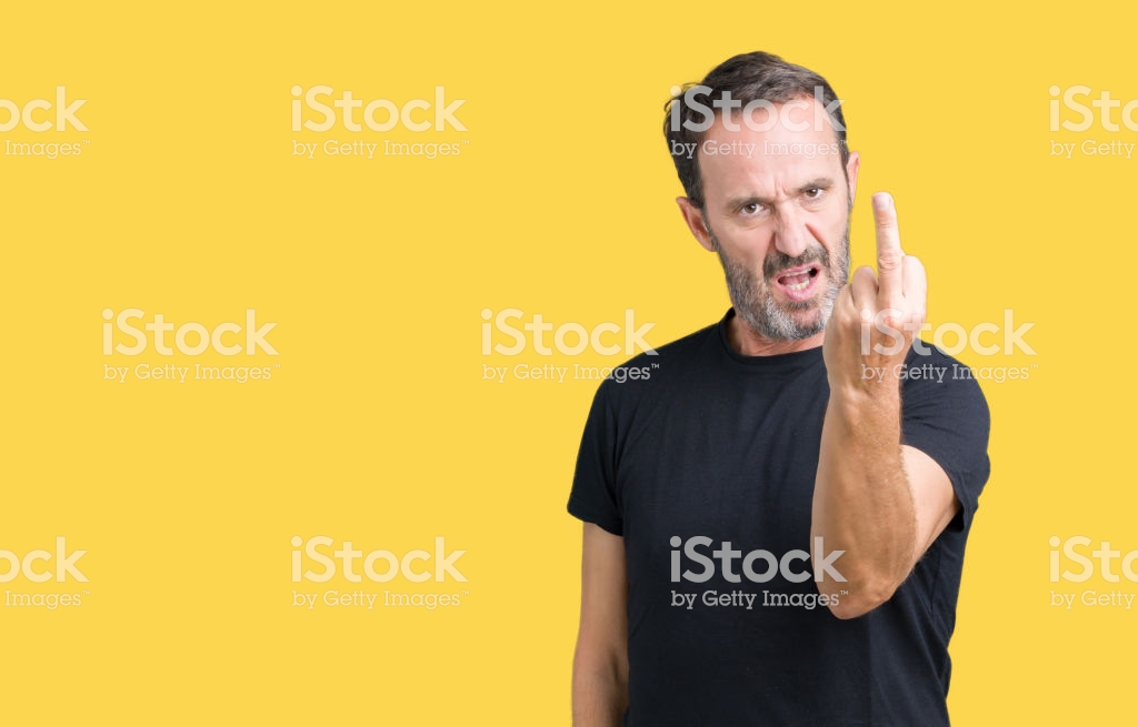 Handsome Middle Age Hoary Senior Man Over Isolated Background