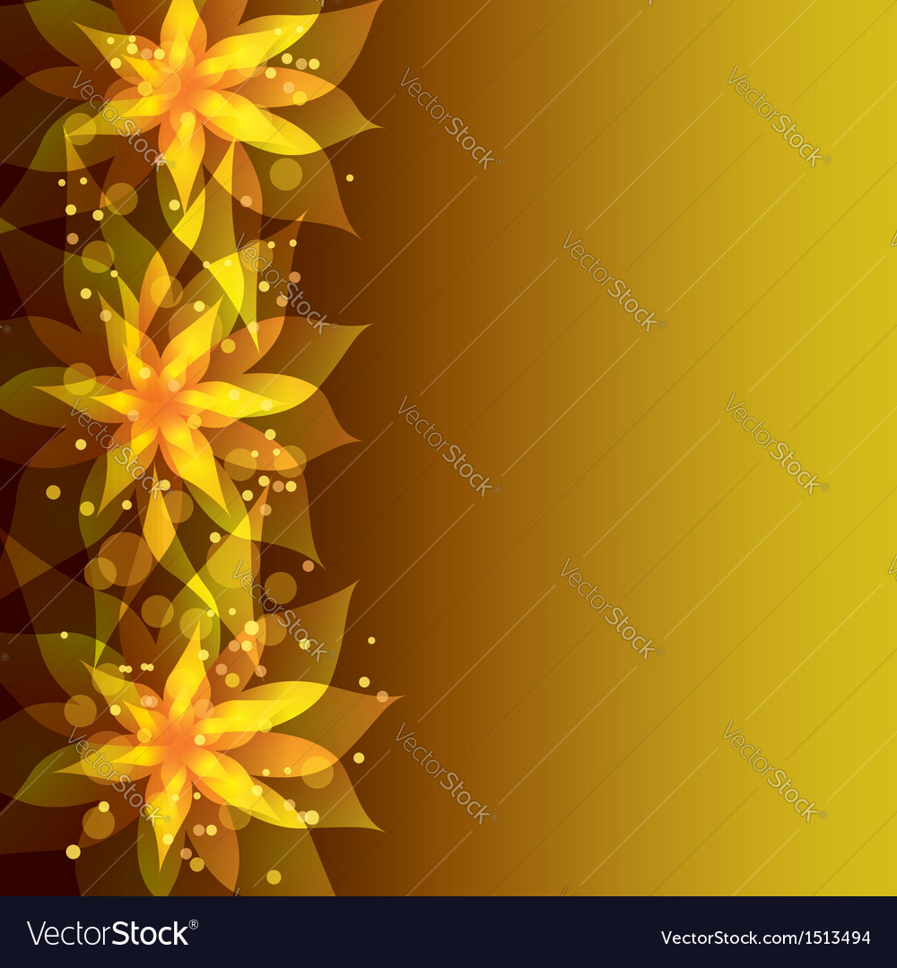 Floral Golden Background With Stylish Flower Vector Image