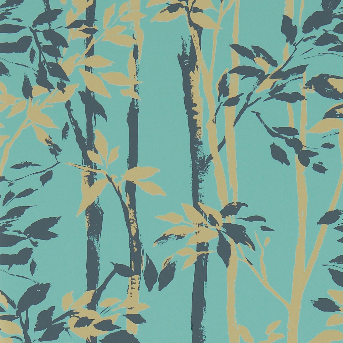Beechgrove By Sanderson Teal Gold Wallpaper Direct
