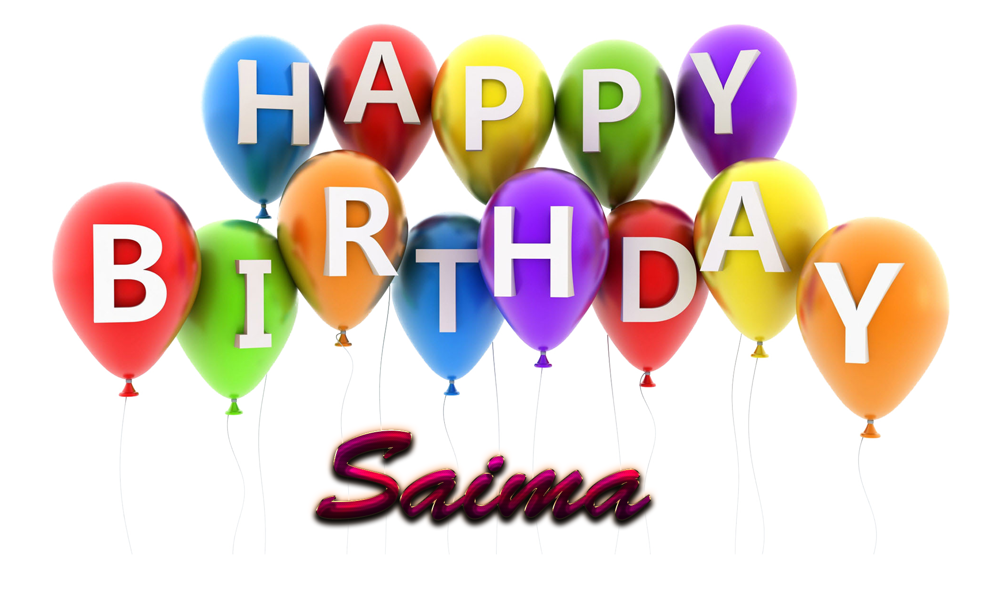 Saima Happy BirtHDay Balloons Name Png Ankit Cake