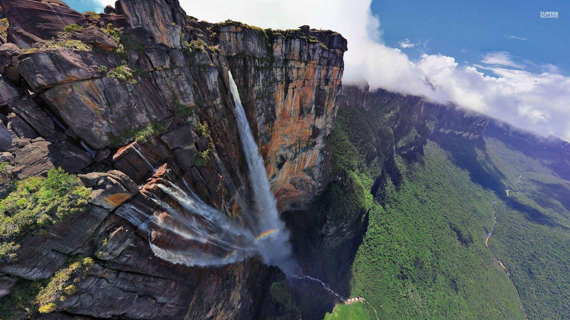 Famous Angel Falls Waterfalls In Venezuela South America Wallpaper