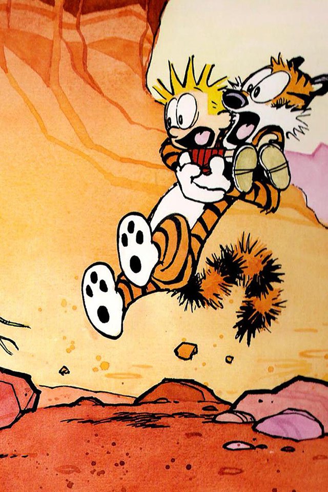 Calvin And Hobbes Surprise Parallax HD iPhone iPad Wallpaper