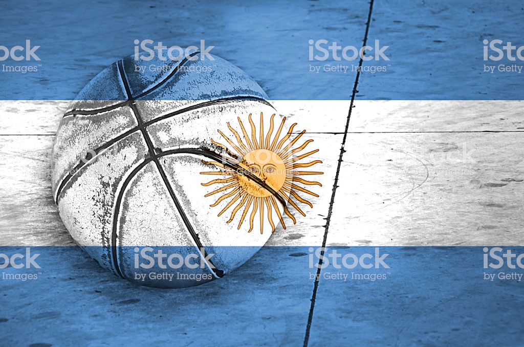 Flag Of Argentina Background Basketball Ball Stock Photo
