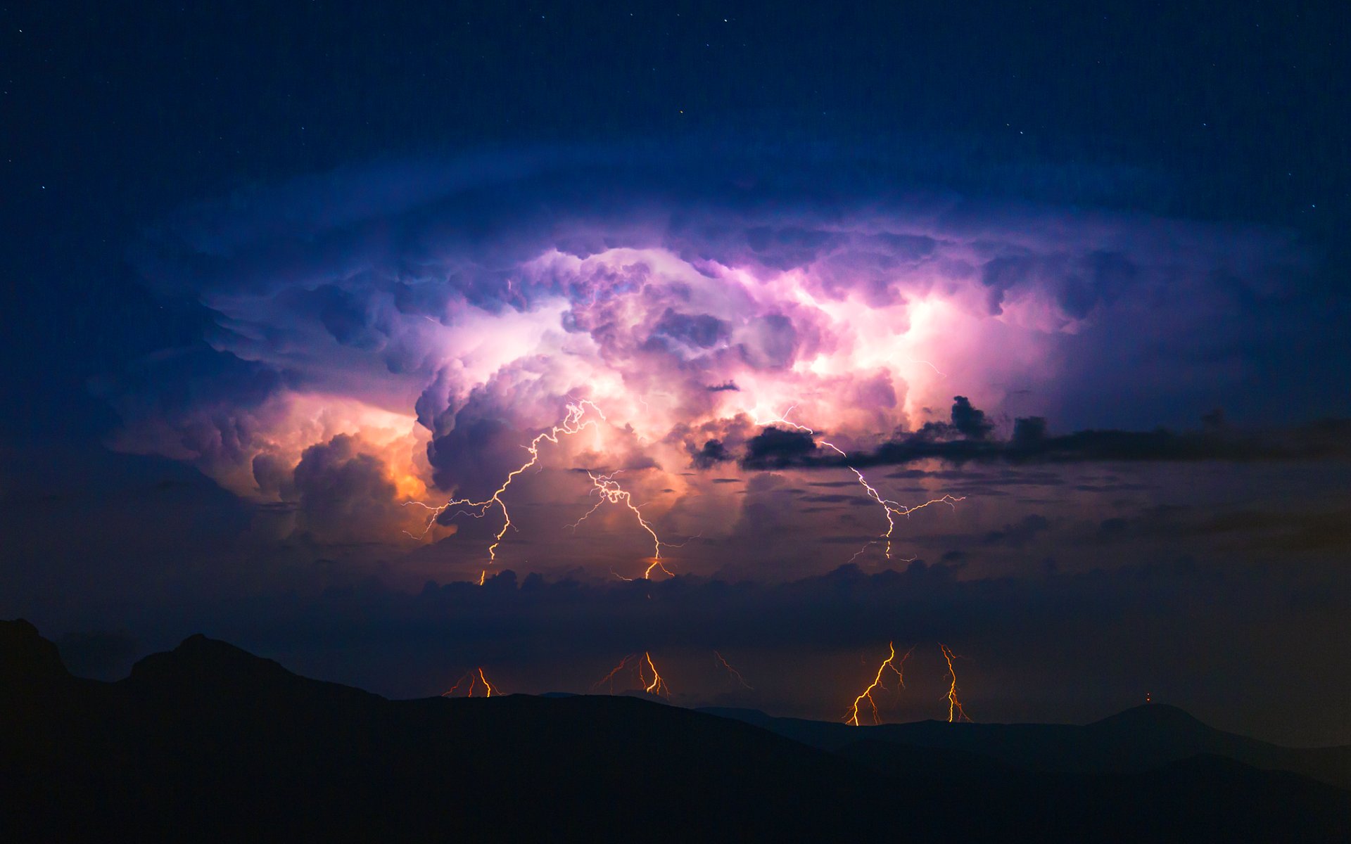 Lightning Storm Rain Clouds Sky Nature Thunderstorm Wallpaper HD