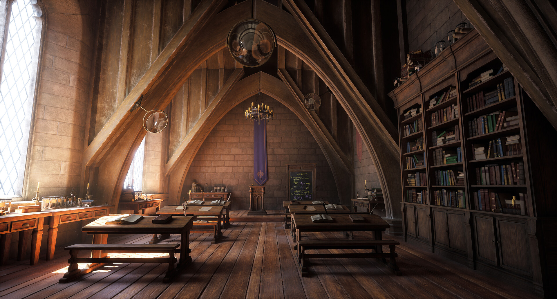A Fantastic Hogwarts Classroom Fan Art Made in Unreal Engine