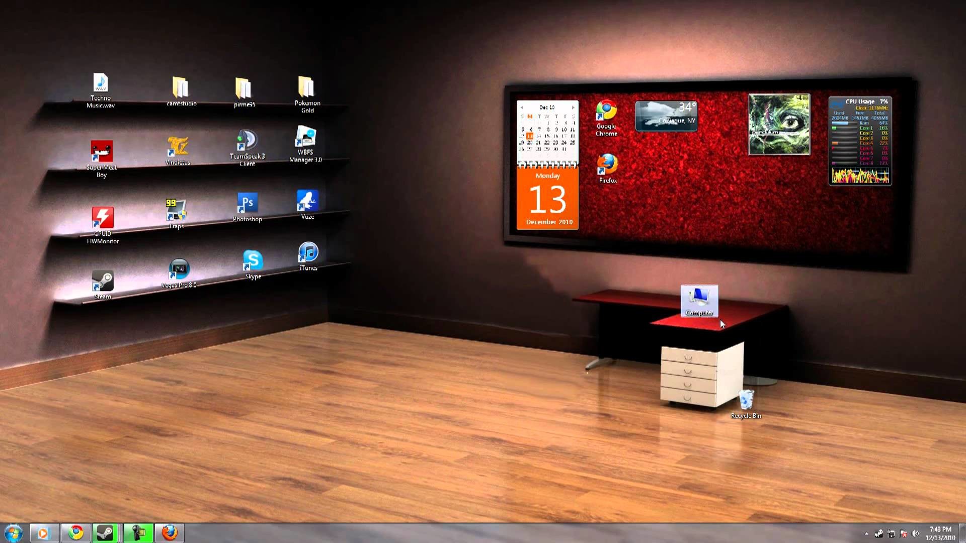 Desktop Background Office With Shelves Wallpaper