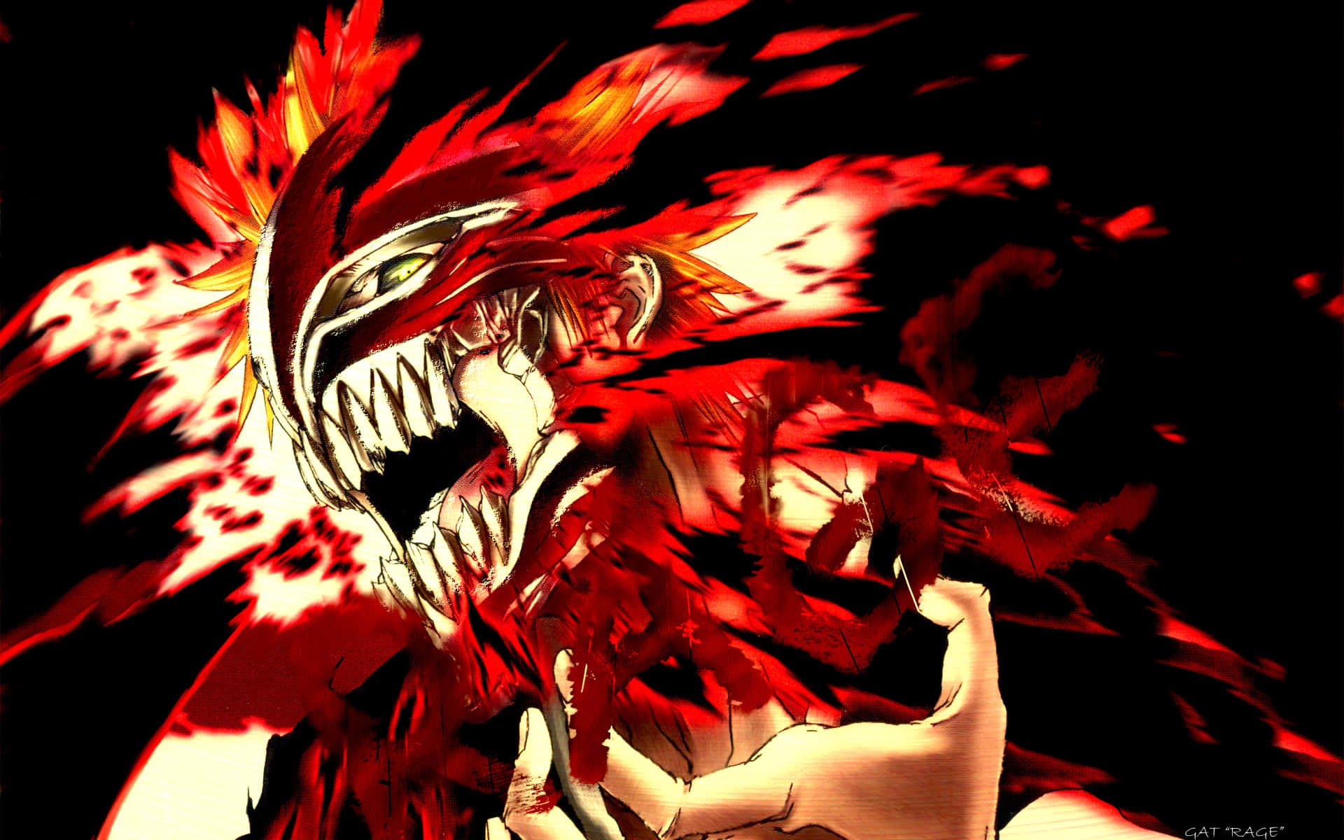 A Red Anime Character With Face Wallpaper