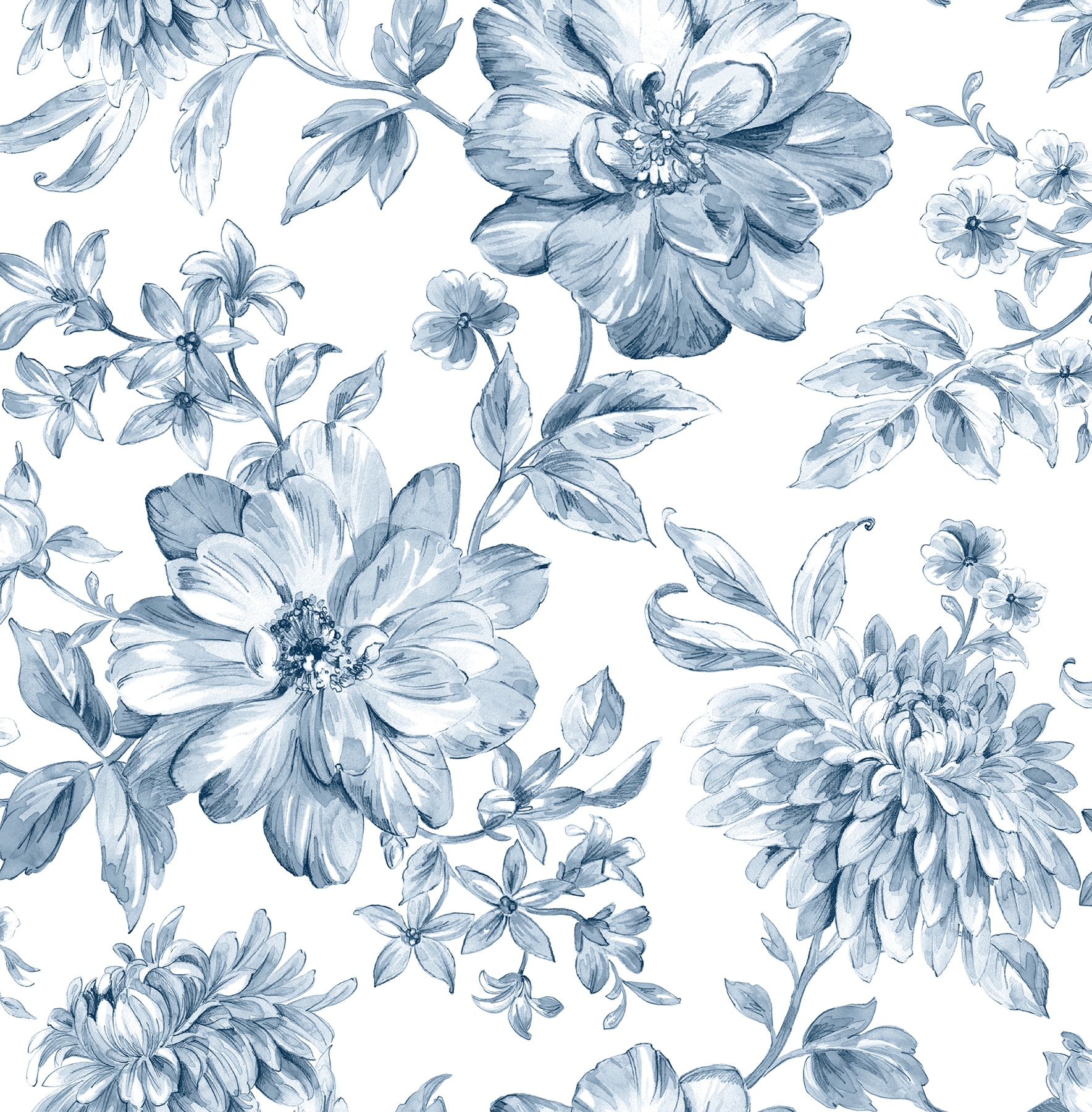 Brewster Essentials Sq Ft Blue Non Woven Floral