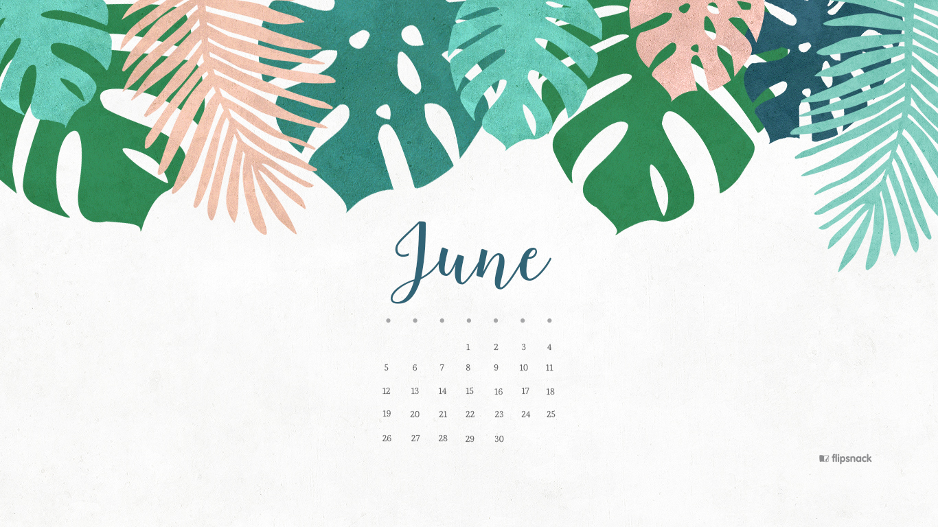 June 2016 calendar wallpaper desktop background 1366x768