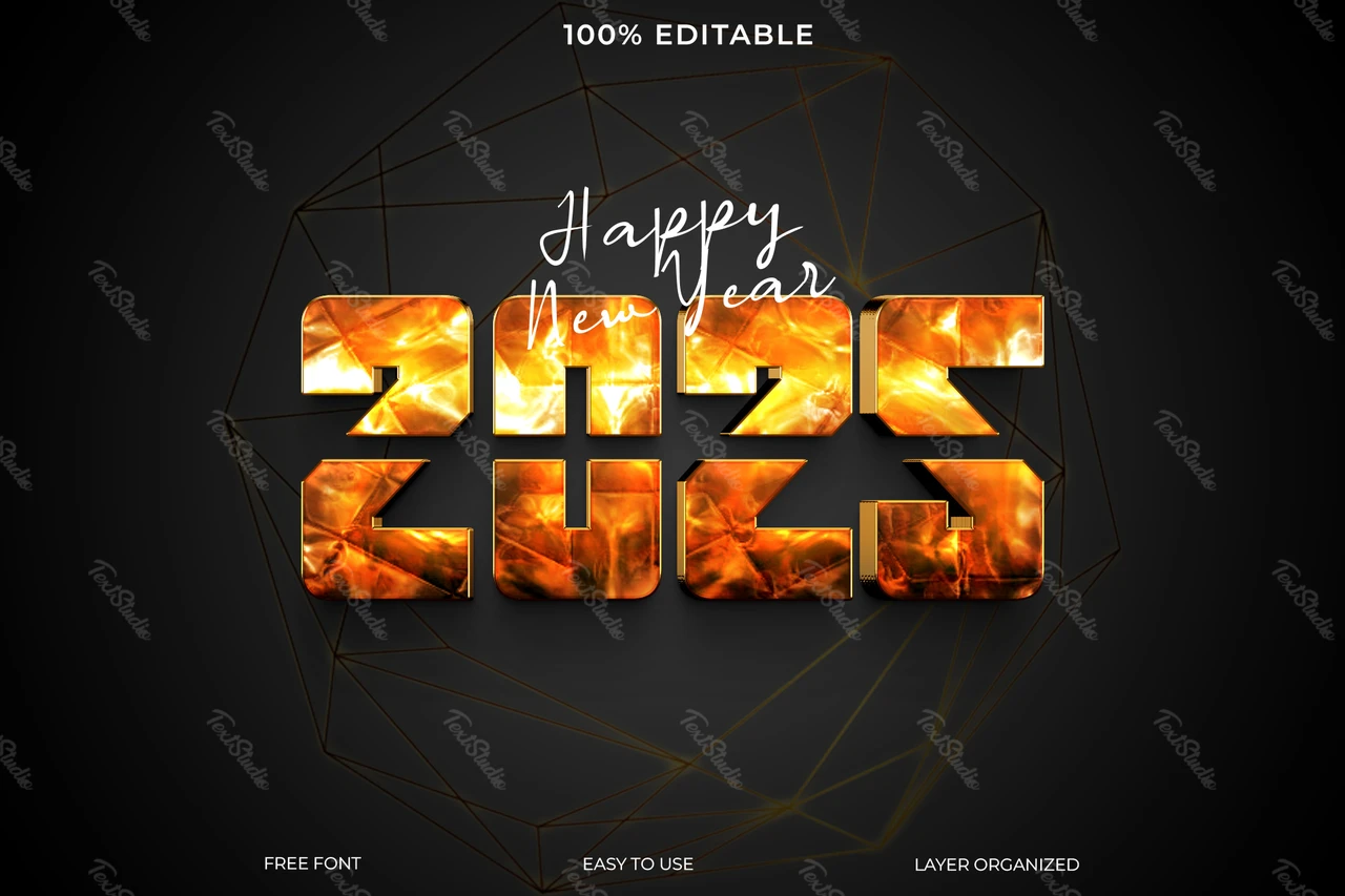 Happy New Year Text Style Effect Wallpaper
