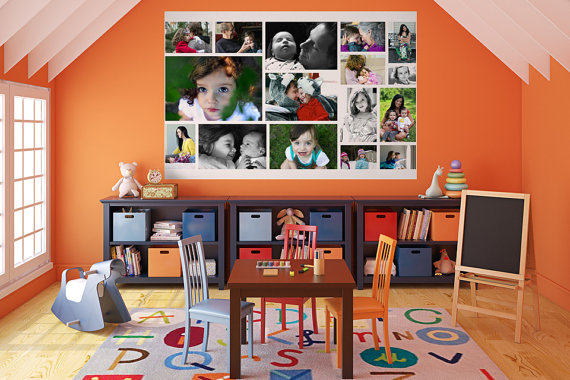Photo collages on removable wallpaper Custom by WeMontage