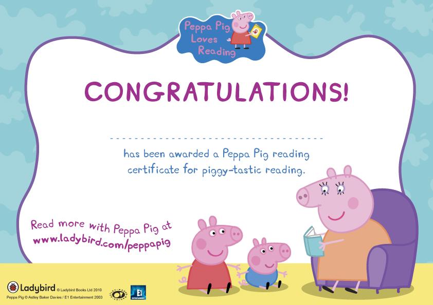 Peppa Pig Reading Certificate Scholastic Kids Club