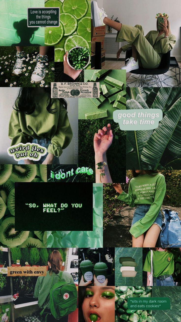 Green Aesthetic Collage Lime Wallpaper Good Things Take