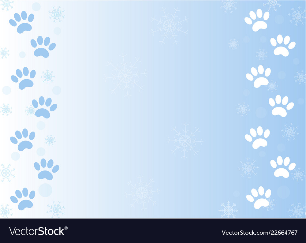 Winter Paw Prints In The Snow Background Vector Image