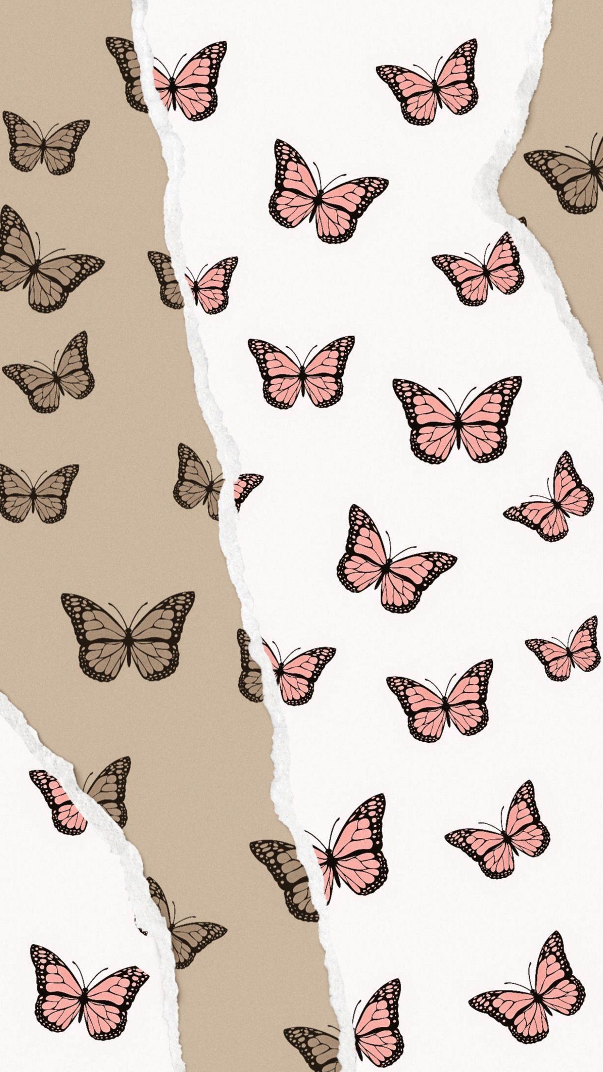 Pink Butterflies Cute Patterns Wallpaper