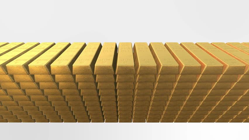 Endless Expanding Stacks Of Gold Bars Bricks Quicktime Mov HD Stock