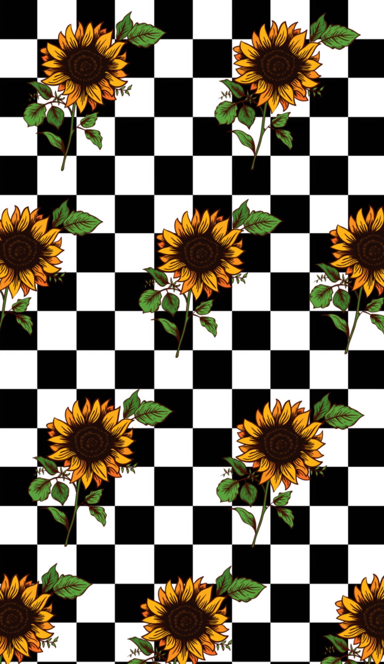 Sunflower Checkered Vans Wallpaper