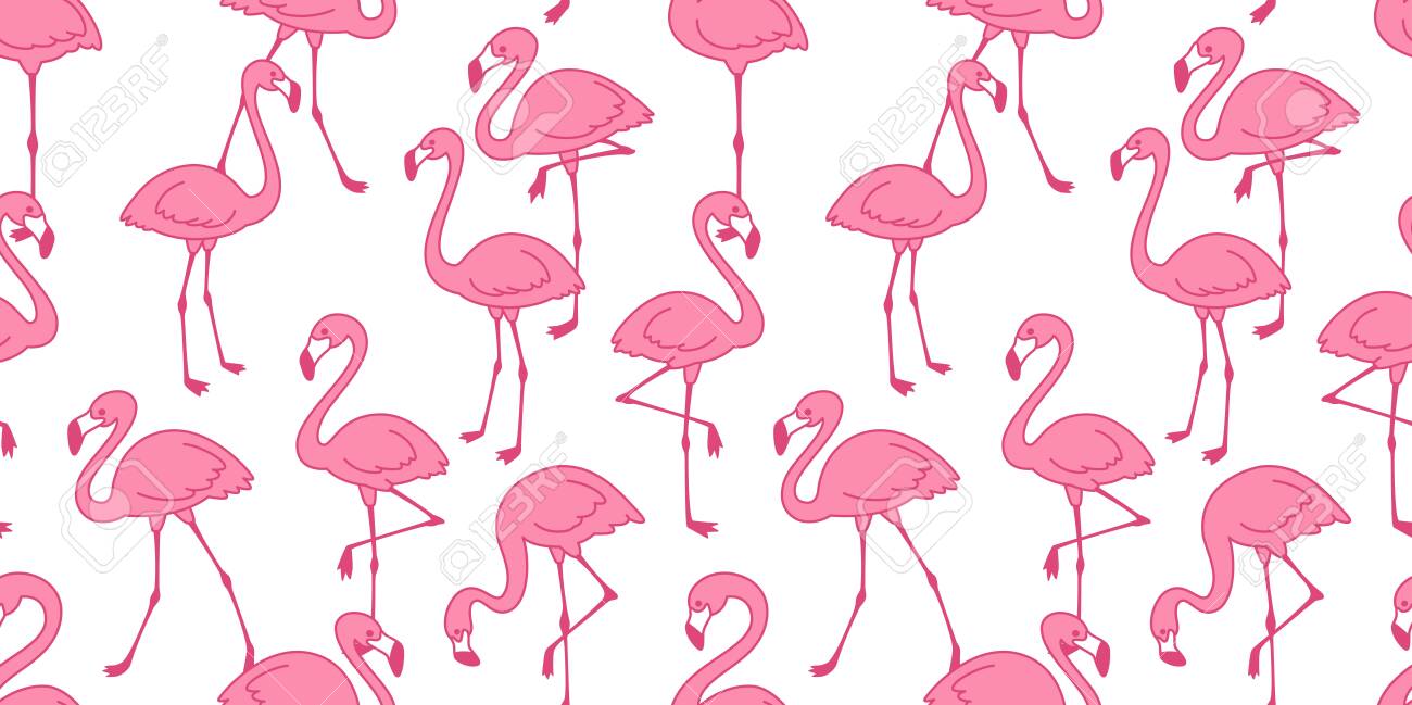 Flamingo Seamless Pattern Vector Pink Flamingos Exotic Bird