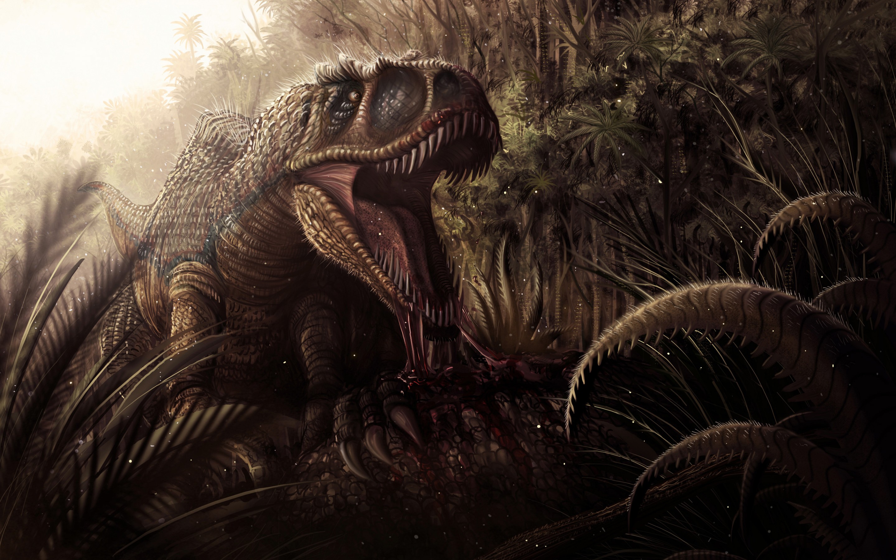 Tyrannosaurus Rex In Jungle HD Wallpaper