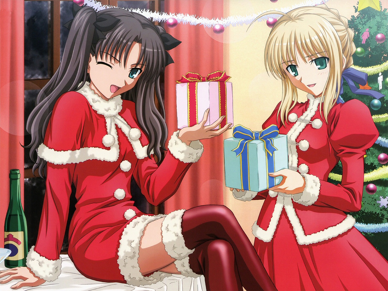 Muryou Anime Wallpaper Fate Stay Night Rin And Saber Santa
