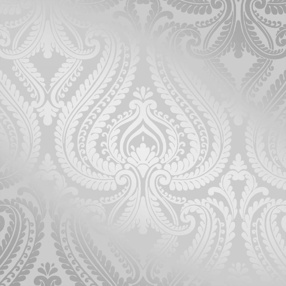 Love Wallpaper Shimmer Damask Soft Grey Silver I