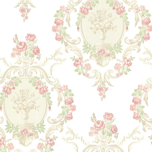 Maybelle Pink Cameo Damask Wallpaper Traditional By