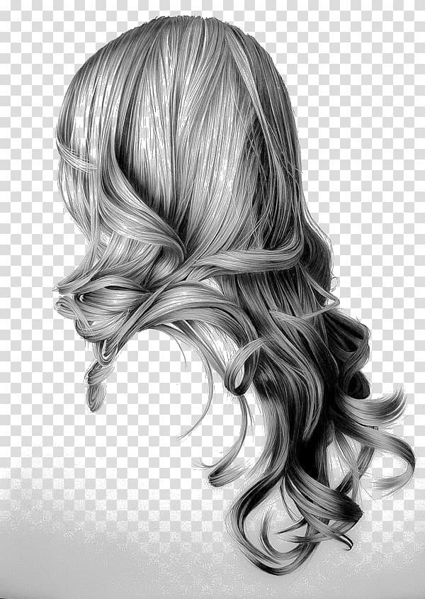 Woman Gray Wig Illustration Drawing Hairstyle Long Hair Sketch