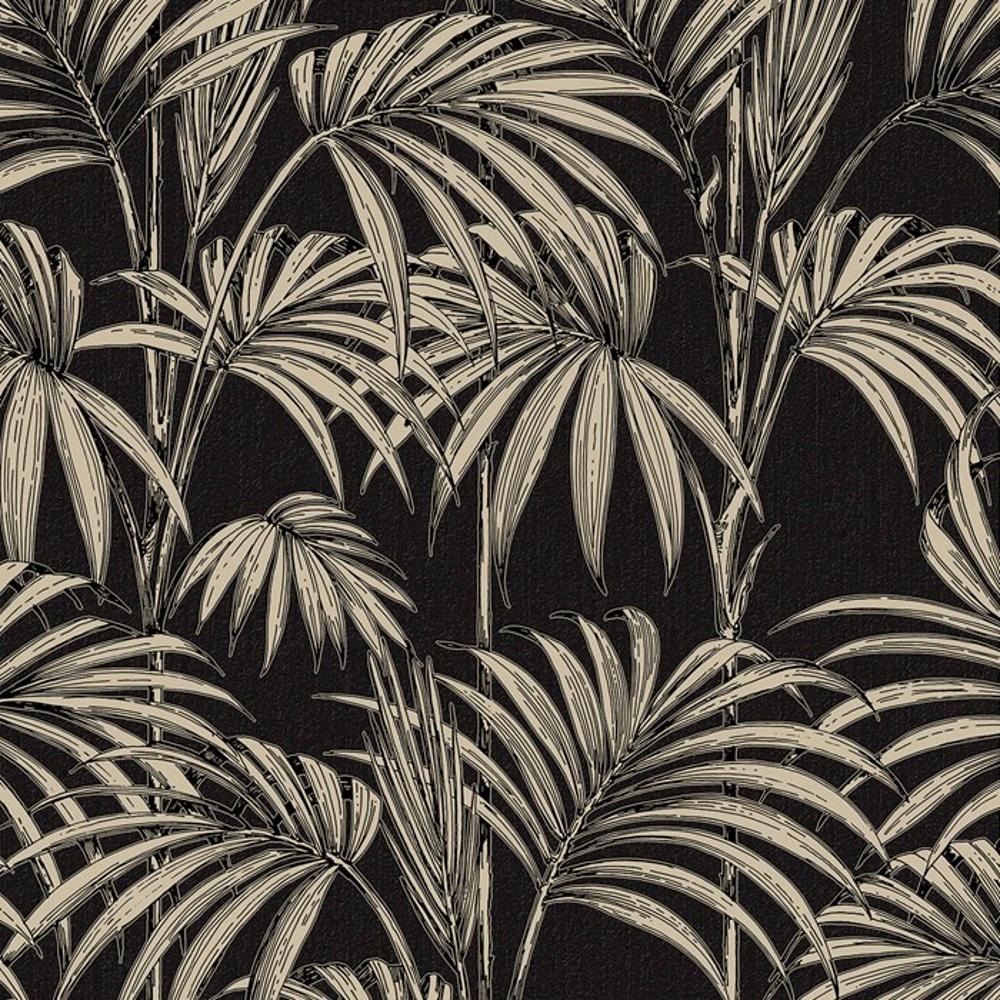 Brown Palm Tree Pattern Leaf Glitter Motif Designer Wallpaper Roll