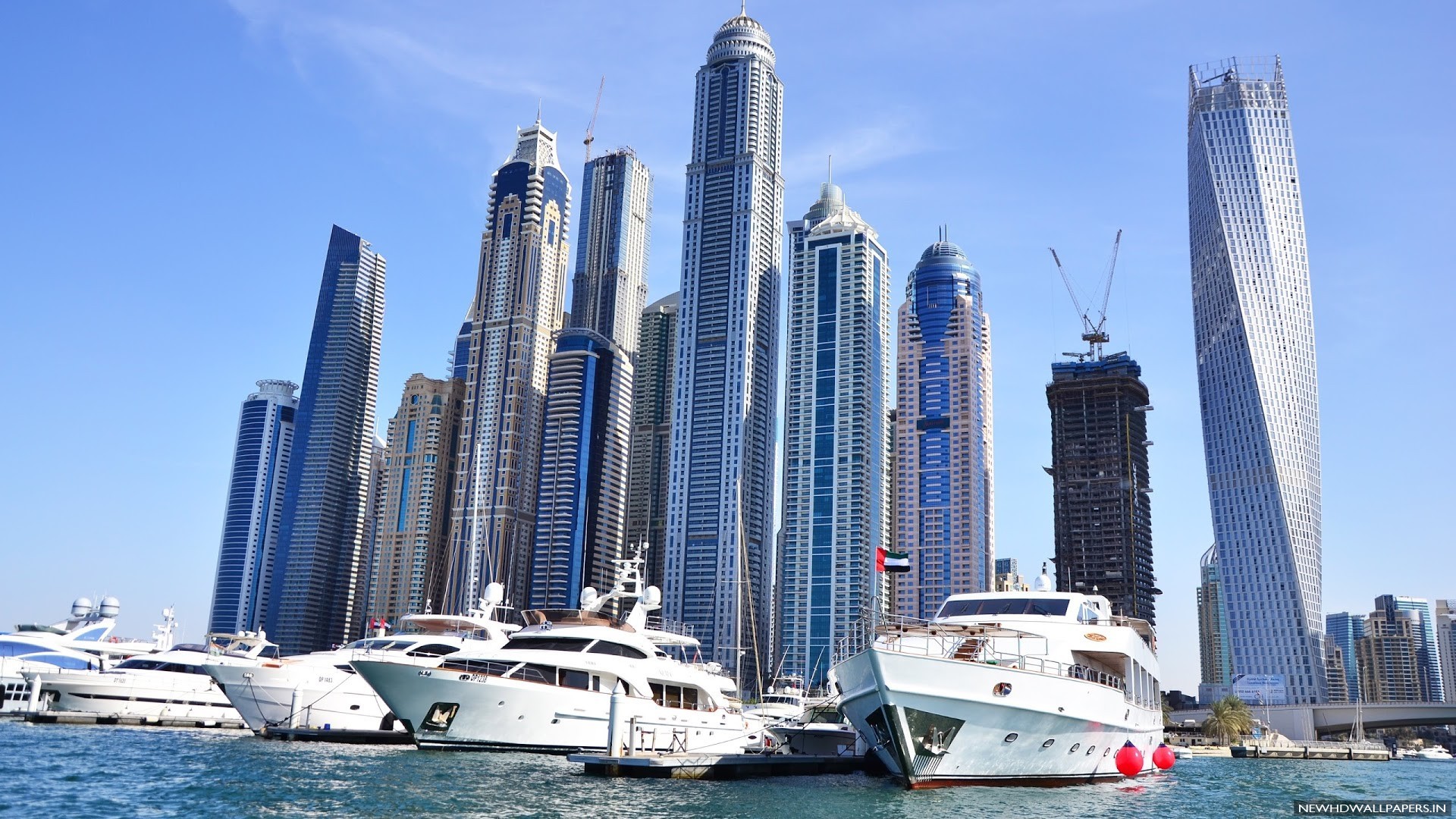 Dubai Harbour Yachts Skyscrapers Wallpaper New HD