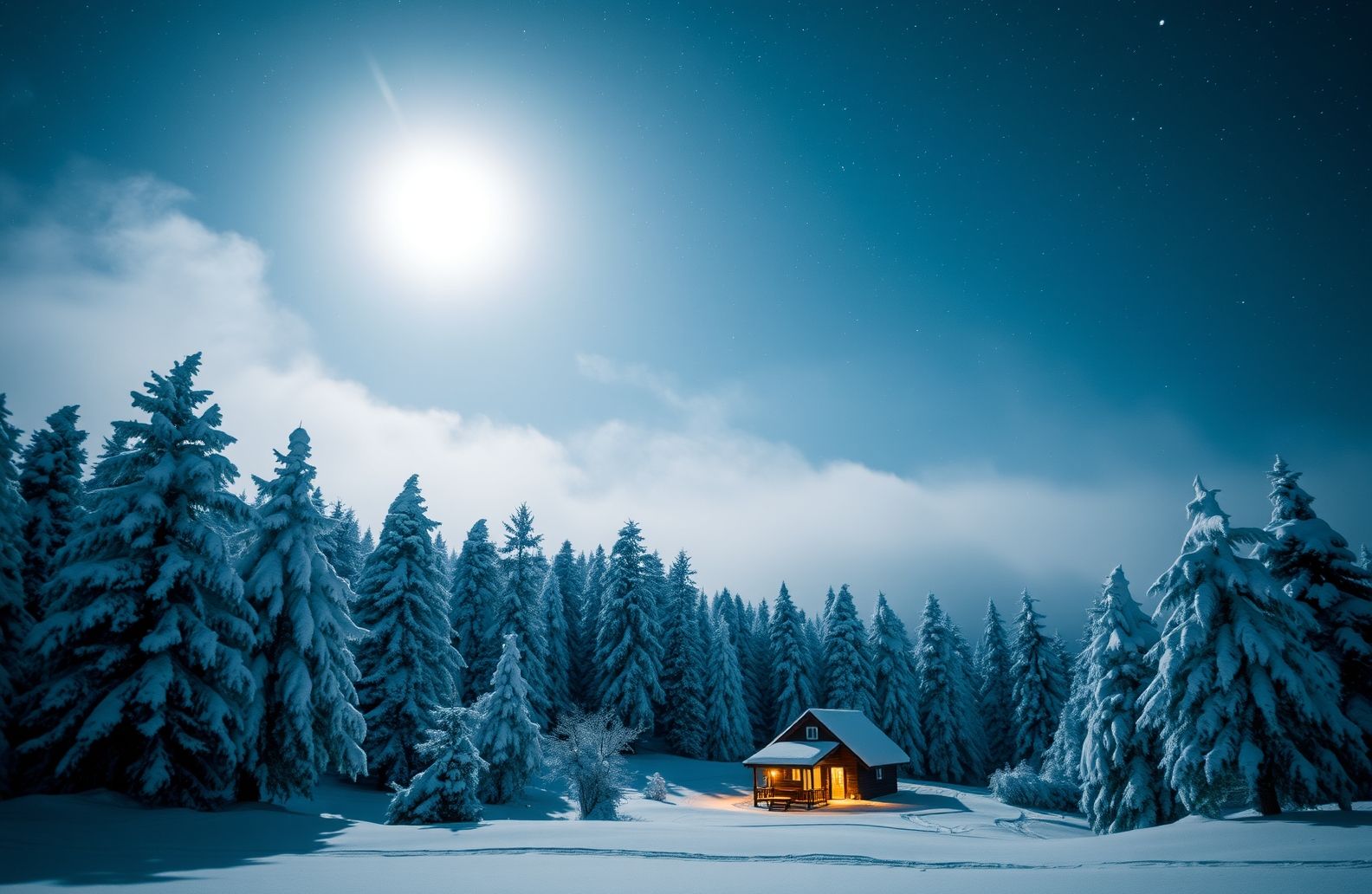 Winter Night Scenes Wallpaper