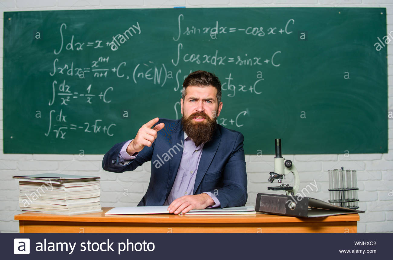 Get Out Of Class Teacher Strict Serious Bearded Man Chalkboard