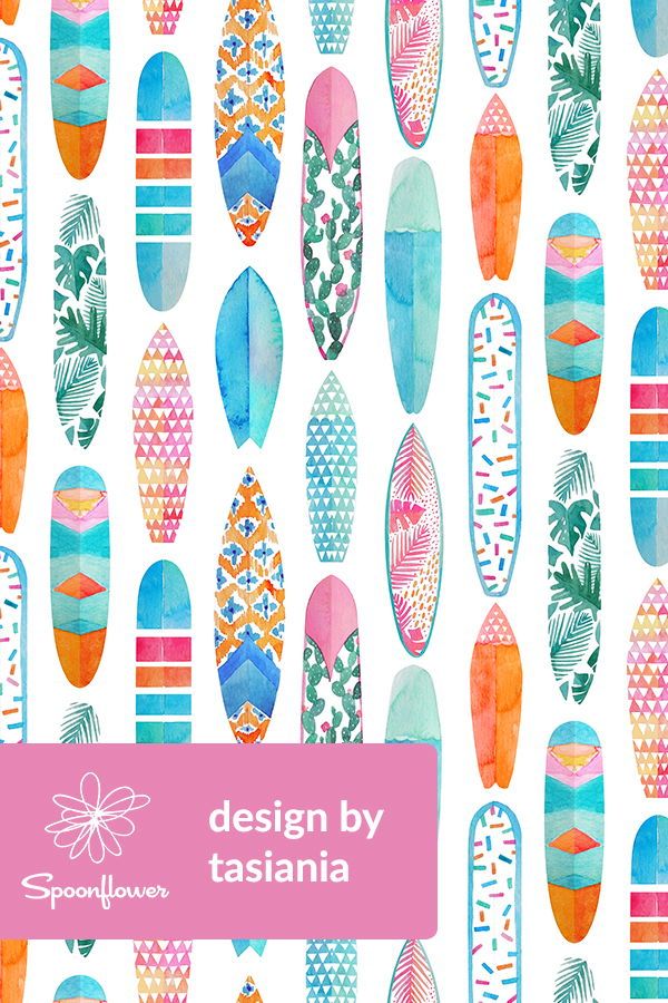 Colorful Fabrics Digitally Printed By Spoonflower Surfboards