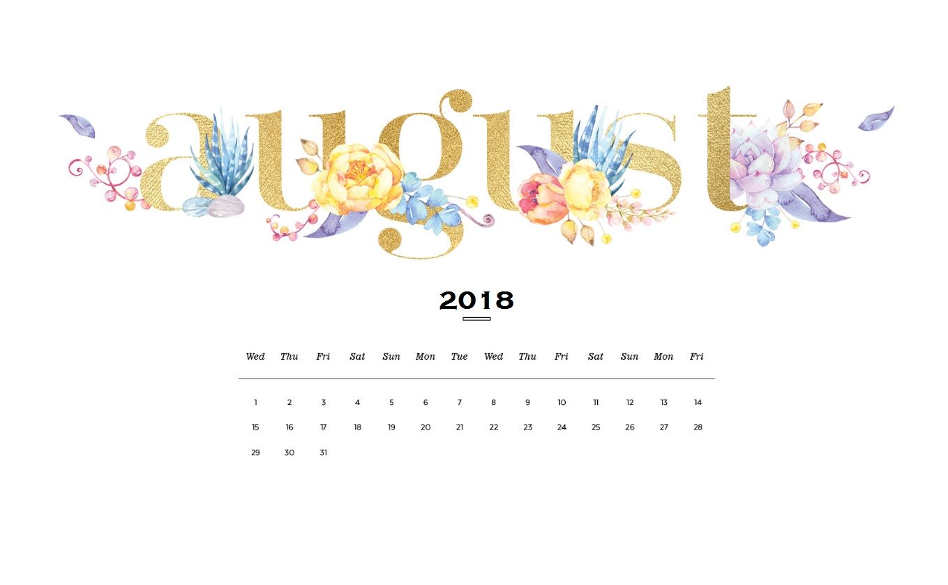 Cute August Month HD Calendar Wallpaper