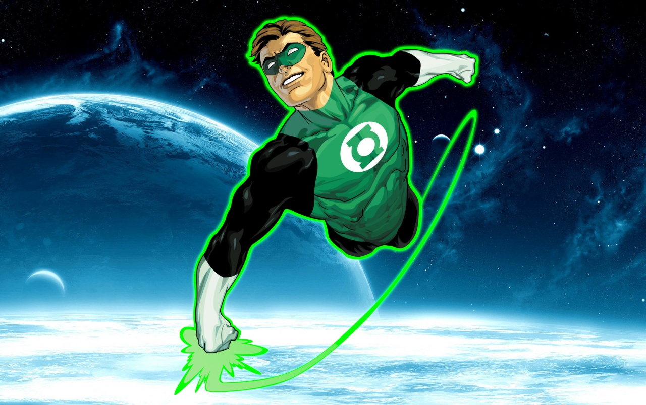 Green Lantern Flying Wallpaper Stock Photos