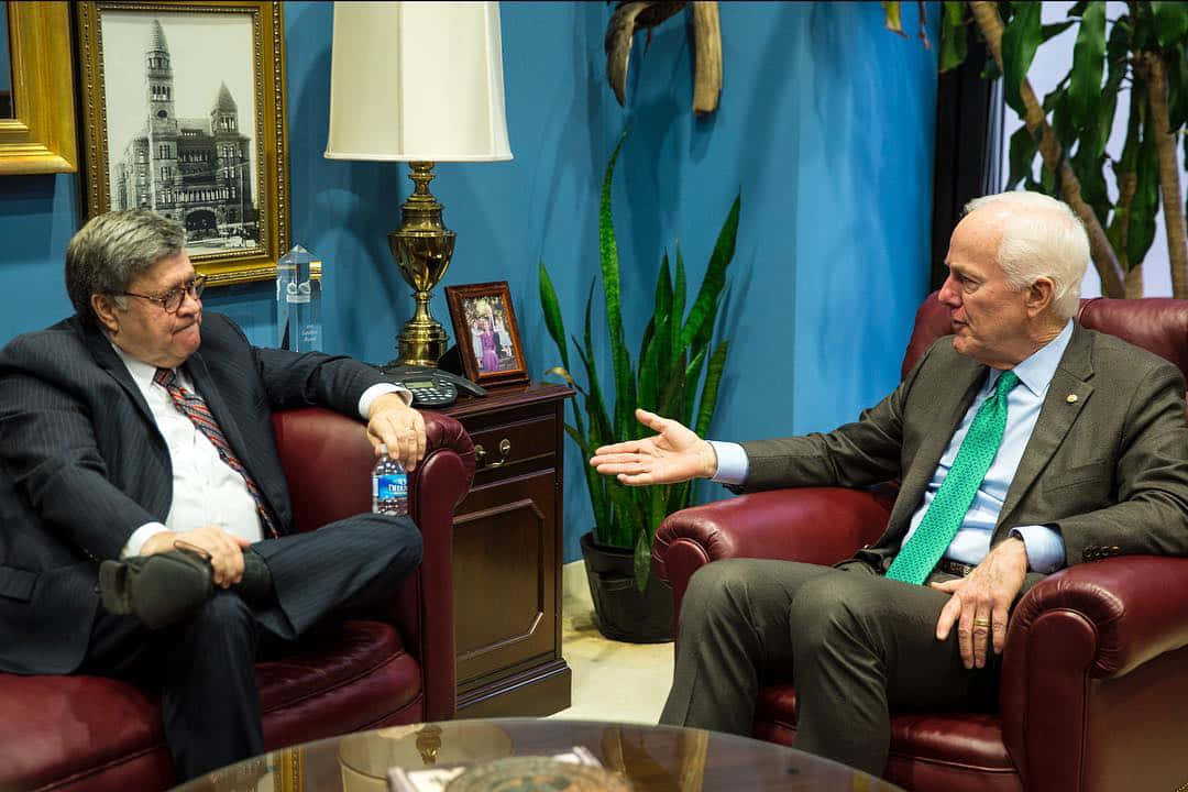 Senator John Cornyn Engaged In An Informal Discussion With A Wallpaper